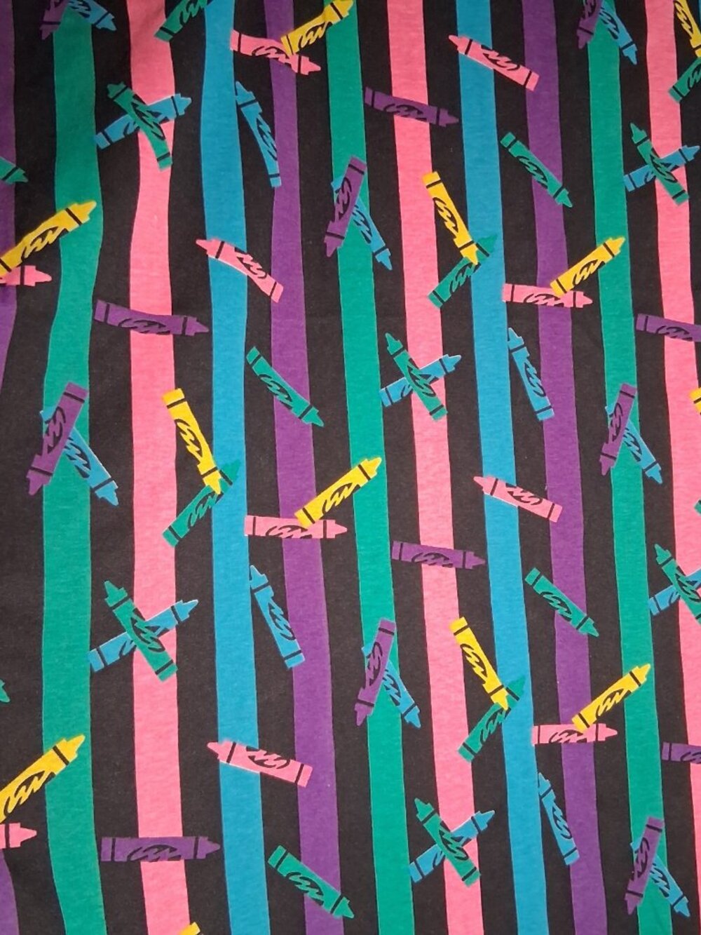 Vintage 90s Crayon Stripe Sewing Fabric Material Knit Stutz Horowitz Sew 55x61" - Picture 6 of 16